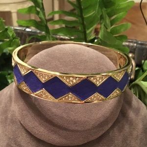 House of Harlow Gold tone Pave blue suede bracelet